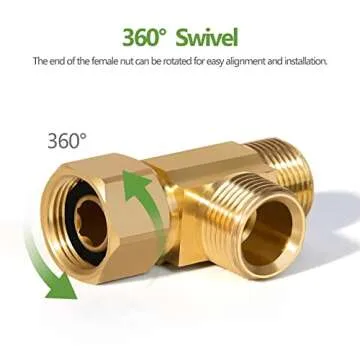 Litorange Lead-Free 2 PCS Brass Angle Stop Add-A-Tee Valve 3/8" Compression Inlet by 3/8" OD Compression Outlet by 1/4 Inch OD Compression Outlet