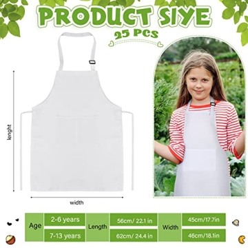 Handepo 25 Pcs Kids Apron with Pocket Adjustable