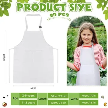 Handepo 25 Pcs Kids Apron with Pocket Adjustable