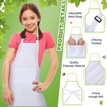 Handepo 25 Pcs Kids Apron with Pocket Adjustable