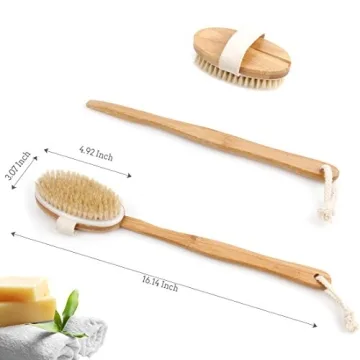 Natural Boar Bristle Bath Brush for Exfoliation & Circulation
