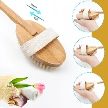 Natural Boar Bristle Bath Brush for Exfoliation & Circulation