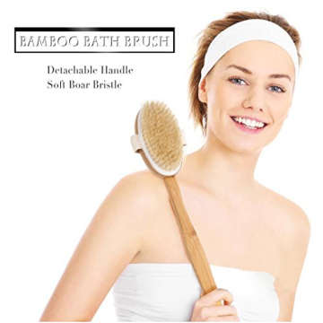 Natural Boar Bristle Bath Brush for Exfoliation & Circulation