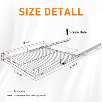 Tksrn Pull Out Cabinet Organizer, Heavy Duty Slide Out Pantry Shelves With Non-slip Cleaning Pad, Sl...