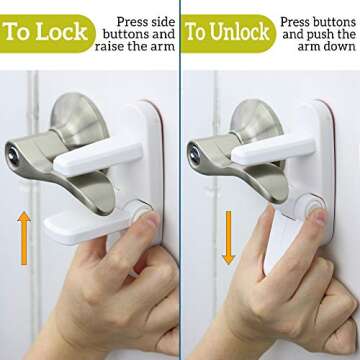 Door Lever Lock (6 Pack) Prevents Toddlers from Opening Doors. 3.25" L * 1.5" W * 4.5" H Easy One Ha...