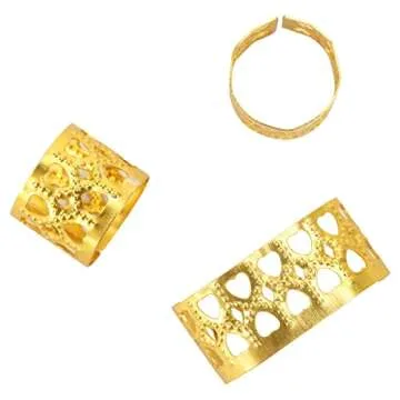 200 pcs Dreadlocks Beads Hair Braid Rings Clips Dread Locks Hair Braiding Metal Cuffs Decoration/Accessories Jewelry, Gold