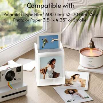 WINKINE Acrylic Polaroid Frame & Photo Storage Box for Polaroid i-Type/600/SX-70/Instax Square Film,...