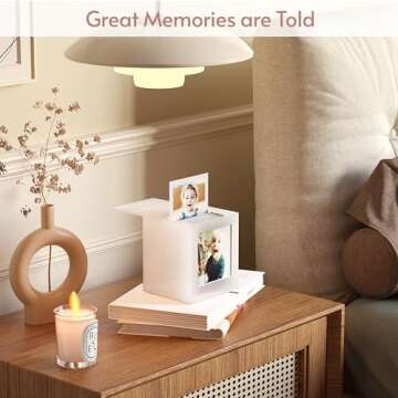 WINKINE Acrylic Polaroid Frame & Photo Storage Box for Polaroid i-Type/600/SX-70/Instax Square Film, Instax Frame for Film 4.2’’x3.5’’ with Sliding Lid, Instax Frame Polaroid Guest Book, White, 1 Pack