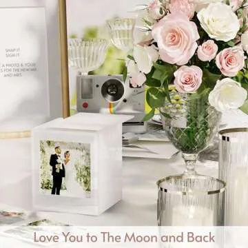 WINKINE Acrylic Polaroid Frame & Photo Storage Box for Polaroid i-Type/600/SX-70/Instax Square Film, Instax Frame for Film 4.2’’x3.5’’ with Sliding Lid, Instax Frame Polaroid Guest Book, White, 1 Pack