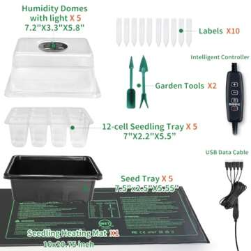 AUPETEK Seed Germination Kit with Heat Mat and Light Humidity Domes, 60 Cell Starter Trays Germinati...