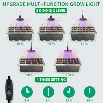 AUPETEK Seed Germination Kit with Heat Mat and Light Humidity Domes, 60 Cell Starter Trays Germination Station Cloning Kit