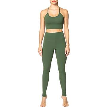 Sunzel Workout Leggings for Women, Squat Proof High Waisted Yoga Pants 4 Way Stretch, Buttery Soft 28" Inseam Olive Green Large