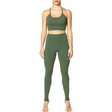 Sunzel Workout Leggings for Women, Squat Proof High Waisted Yoga Pants 4 Way Stretch, Buttery Soft 28" Inseam Olive Green Large