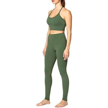Sunzel Workout Leggings for Women, Squat Proof High Waisted Yoga Pants 4 Way Stretch, Buttery Soft 28" Inseam Olive Green Large