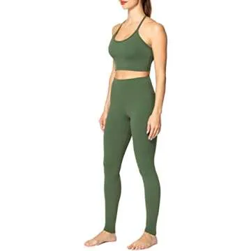 Sunzel Workout Leggings for Women, Squat Proof High Waisted Yoga Pants 4 Way Stretch, Buttery Soft 28" Inseam Olive Green Large