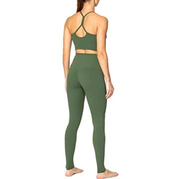 Sunzel Workout Leggings for Women, Squat Proof High Waisted Yoga Pants 4 Way Stretch, Buttery Soft 28" Inseam Olive Green Large