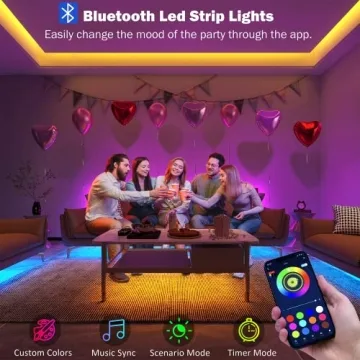 Leeleberd Led Lights for Bedroom 100 ft (2 Rolls of 50ft) Music Sync Color Changing RGB Led Strip Lights with Remote App Control Bluetooth Led Strip, Led Lights for Room Home Kitchen Party Decor