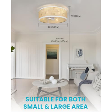 Frstem 20" Rattan Ceiling Fan with Light & Remote Control