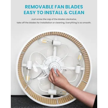 Frstem 20" Rattan Ceiling Fan with Light & Remote Control