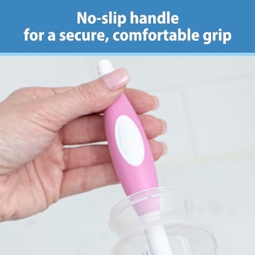 Dr. Brown's Soft Touch No Scratch Baby Bottle Cleaning Brush Nipple Cleaner with Stand and Storage Clip, BPA Free, Blue 1-Pack