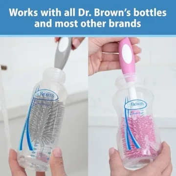 Dr. Brown's Soft Touch No Scratch Baby Bottle Cleaning Brush Nipple Cleaner with Stand and Storage Clip, BPA Free, Blue 1-Pack