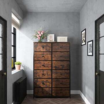 EnHomee Tall Dresser, Dresser for Bedroom with 12 Drawers Tall Bedroom Dresser for Bedroom, Large Fa...