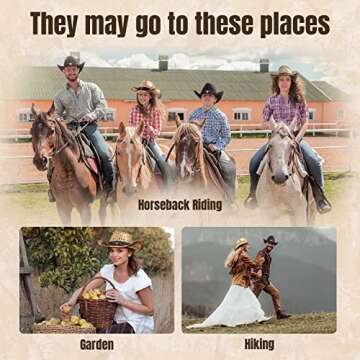 Simplicity Men / Women's Summer Woven Straw Cowboy Hat, 2042_Black