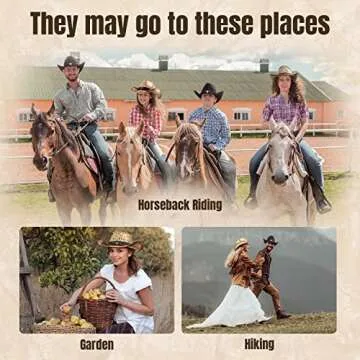 Simplicity Men / Women's Summer Woven Straw Cowboy Hat, 2042_Black