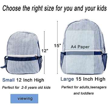 BLANKSMALL Toddler Backpack, Seersucker Small Preppy Backpack, Classic Cute Kids School Small Presch...