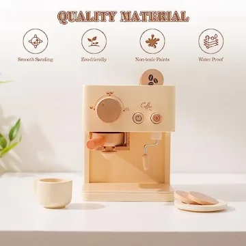 Kids Coffee Machine Toy Set, Wooden Espresso Maker