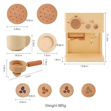 Kids Coffee Machine Toy Set, Wooden Espresso Maker