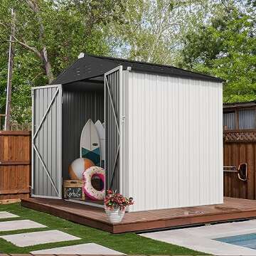 Devoko 8 x 6 FT Metal Storage Shed for Backyard Organization