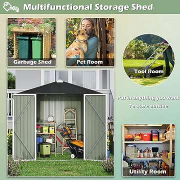 Devoko 8 x 6 FT Metal Storage Shed for Backyard Organization