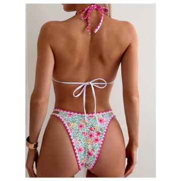 GORGLITTER Lemon Print Triangle Bikini Set for Women