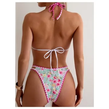 GORGLITTER Lemon Print Triangle Bikini Set for Women