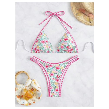 GORGLITTER Lemon Print Triangle Bikini Set for Women