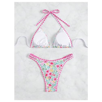 GORGLITTER Lemon Print Triangle Bikini Set for Women