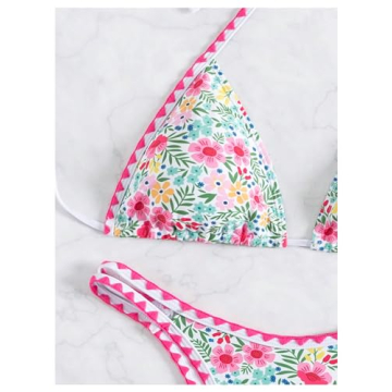 GORGLITTER Lemon Print Triangle Bikini Set for Women