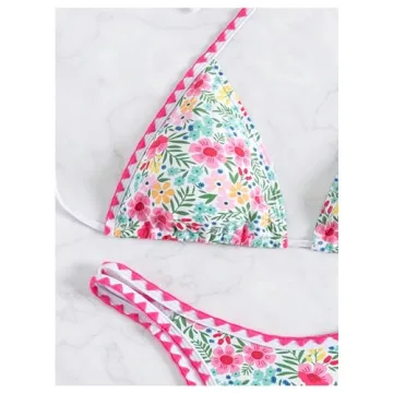 GORGLITTER Lemon Print Triangle Bikini Set for Women