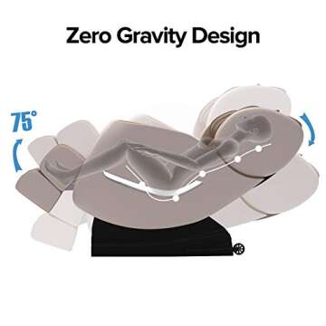 SMAGREHO 2022 Full Body Electric Zero Gravity Shiatsu Massage Chair with Back Heating and Foot Roller for Home and Office (Khaki)