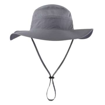 Home Prefer UPF 50+ Men's Sun Hat Wide Brim Bucket Hat UV Sun Protection Hat for Mens Fishing Hat Womens Beach Safari Hat for Garden Golf (Dark Gray)
