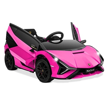 Kidzone Kids Electric Ride On 12V Licensed Lamborghini Sian Roadster Battery Powered Sports Car Toy ...