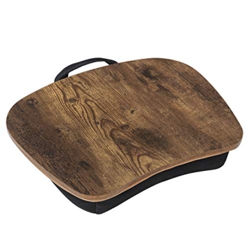 SONGMICS Lap Desk - Portable Bed Tray with Cushion & Handle, Rustic Brown