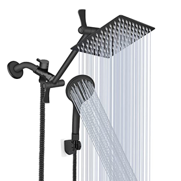 Shower Head, 8’’ High Pressure Rainfall/Handheld Shower Combo with 11'' Extension Arm, 9 Setting...