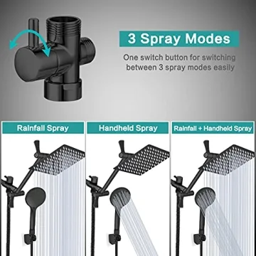 High Pressure Rainfall/Handheld Shower Combo with Extensions