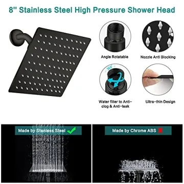 High Pressure Rainfall/Handheld Shower Combo with Extensions