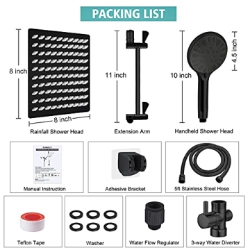 High Pressure Rainfall/Handheld Shower Combo with Extensions