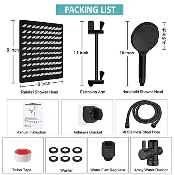 High Pressure Rainfall/Handheld Shower Combo with Extensions