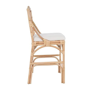 KOUBOO Chippendale Rattan Kitchen Counter Chair, Kitchen Island Seating, Kitchen Furniture, Bohemian Decor, Contemporary Seating, Off White Upholstery, Natural