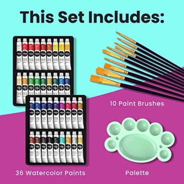 Chalkola 36 Watercolor Paint Set for All Artists